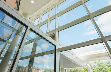 A view of the atrium lobby at New London Hospital